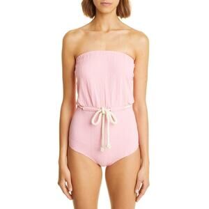 Lisa Marie Fernandez Victor Seersucker One-Piece Swimsuit Pink Women's Size 4